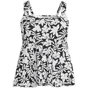 Land’s End Plus size Flutter soft cup tankini adjust Blk Havana floral print Var